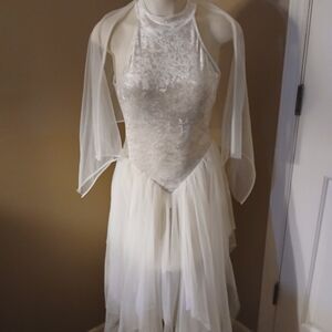 Elegant White Leotarf with Sheer Overlay